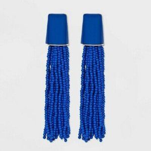🆕 SUGARFIX by BaubleBar Beaded Tassel Earrings Blue NWT